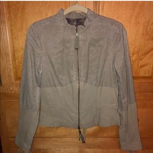 Beige Distressed Leather L.A.M.B. Laceup Jacket